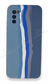 Samsung Galaxy A02s Rainbow Lansman Mavi-Gri Silikon Klf