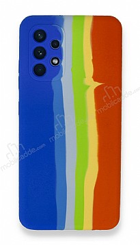 Samsung Galaxy A32 4G Rainbow Lansman Mavi-Turuncu Silikon Klf