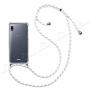 Samsung Galaxy A10 Beyaz izgili Askl effaf Silikon Klf