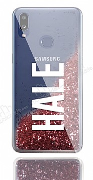 Samsung Galaxy A10S Kiiye zel Simli Sulu Rose Gold Rubber Klf