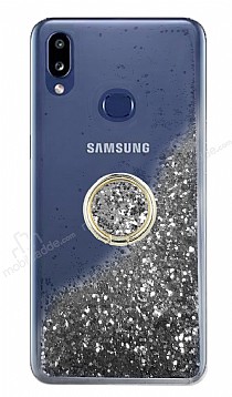 Samsung Galaxy A10S Simli Sulu Yzk Tutuculu Silver Rubber Klf