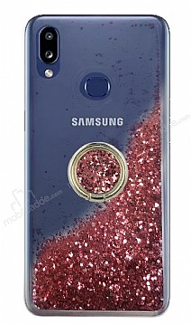 Samsung Galaxy A10S Simli Sulu Yzk Tutuculu Rose Gold Rubber Klf
