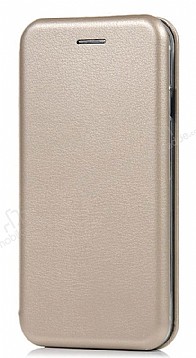 Samsung Galaxy A11 Curve Manyetik Kapakl Gold Deri Klf