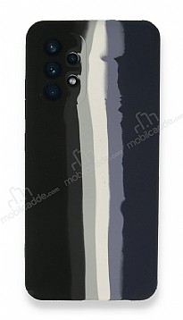 Samsung Galaxy A52 / A52 5G Rainbow Lansman Siyah-Lacivert Silikon Klf