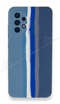 Samsung Galaxy A52 / A52 5G Rainbow Lansman Mavi-Gri Silikon Klf