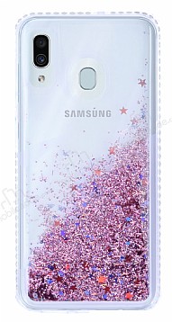 Samsung Galaxy A20 / A30 Simli Sulu Rose Gold Rubber Klf