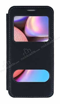 Samsung Galaxy A20S ift Pencereli Kapakl Siyah Klf