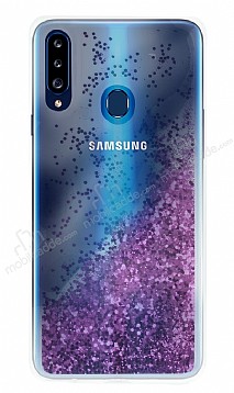 Samsung Galaxy A20S Simli Sulu Mor Rubber Klf