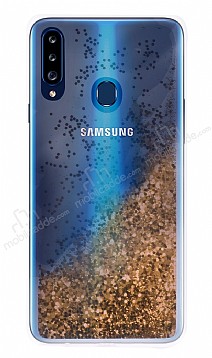 Samsung Galaxy A20S Simli Sulu Gold Rubber Klf