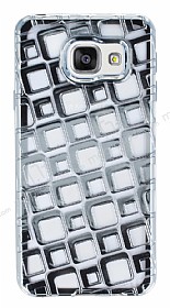 Samsung Galaxy A3 2016 Kare Desenli Silver Silikon Klf