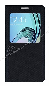 Samsung Galaxy A3 2016 Pencereli Kapakl Siyah Deri Klf