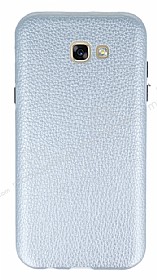 Samsung Galaxy A3 2017 Silikon Kenarl Deri Desenli Silver Rubber Klf
