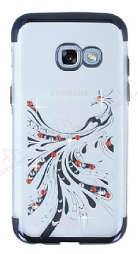 Samsung Galaxy A3 2017 Siyah Peacock Tal effaf Silikon Klf