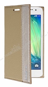 Samsung Galaxy A3 Gizli Mknatsl Yan Kapakl Gold Klf