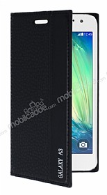 Samsung Galaxy A3 Gizli Mknatsl Yan Kapakl Siyah Klf