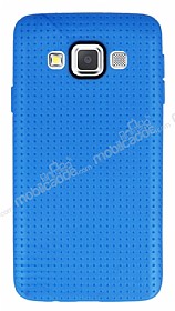 Samsung Galaxy A3 Nokta Desenli Mat Mavi Silikon Klf