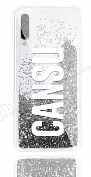 Samsung Galaxy A30s Kiiye zel Simli Sulu Silver Rubber Klf