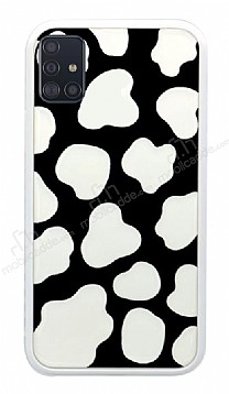 Samsung Galaxy A51 nek Desenli Beyaz Kenarl Silikon Klf