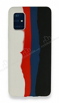 Samsung Galaxy A51 Rainbow Lansman Beyaz-Siyah Silikon Klf