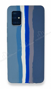 Samsung Galaxy A51 Rainbow Lansman Mavi-Gri Silikon Klf