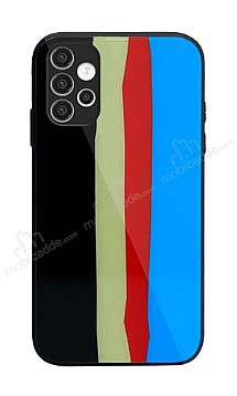 Samsung Galaxy A32 Rainbow Glass Mavi Silikon Klf