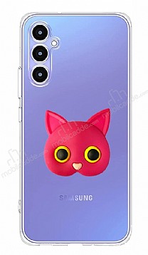 Samsung Galaxy A34 Kedi Figrl Telefon Tutuculu Koyu Pembe Silikon Klf