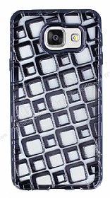 Samsung Galaxy A5 2016 Kare Desenli Siyah Silikon Klf