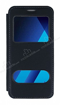 Samsung Galaxy A5 2017 ift Pencereli Kapakl Siyah Klf