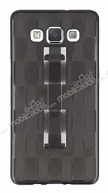 Samsung Galaxy A5 Selfie Yzkl Ekose effaf Siyah Silikon Klf