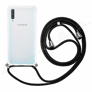 Samsung Galaxy A50 Askl effaf Siyah Silikon Klf