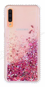 Samsung Galaxy A50 Simli Sulu Koyu Pembe Rubber Klf