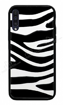 Samsung Galaxy A30s Zebra Desenli Siyah Kenarl Silikon Klf