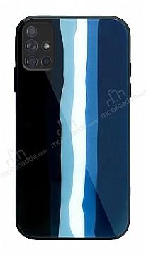 Samsung Galaxy A51 Rainbow Glass Lacivert Rubber Klf