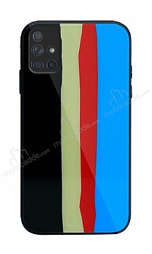 Samsung Galaxy A51 Rainbow Glass Mavi Rubber Klf