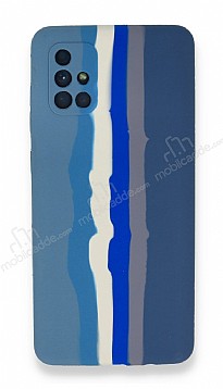 Samsung Galaxy A71 Rainbow Lansman Mavi-Gri Silikon Klf