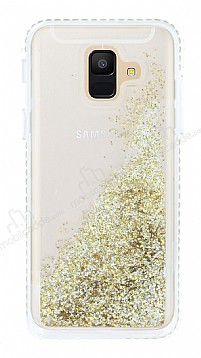 Samsung Galaxy A6 2018 Simli Sulu Gold Rubber Klf