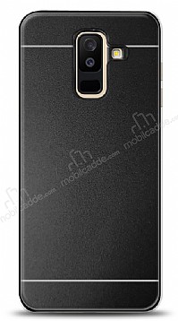 Samsung Galaxy A6 Plus 2018 Metal Siyah eritli Rubber Klf