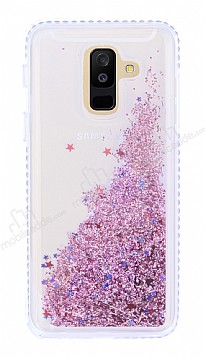 Samsung Galaxy A6 Plus 2018 Simli Sulu Rose Gold Rubber Klf