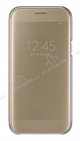 Samsung Galaxy A7 2017 Orjinal Clear View Uyku Modlu Gold Klf