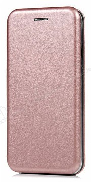 Samsung Galaxy A8 Plus 2018 Curve Manyetik Kapakl Rose Gold Deri Klf