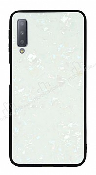 Samsung Galaxy A7 2018 Desenli Silikon Kenarl Beyaz Rubber Klf
