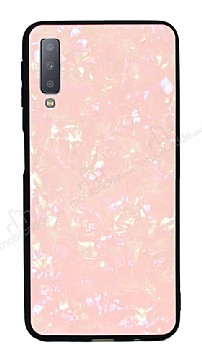 Samsung Galaxy A7 2018 Desenli Silikon Kenarl Pembe Rubber Klf