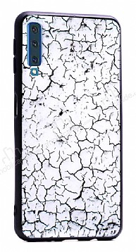 Samsung Galaxy A7 2018 Marble Beyaz Silikon Klf
