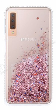 Samsung Galaxy A7 2018 Simli Sulu Rose Gold Rubber Klf