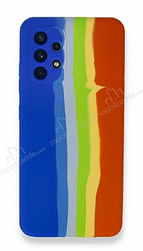 Samsung Galaxy A72 Rainbow Lansman Mavi-Turuncu Silikon Klf
