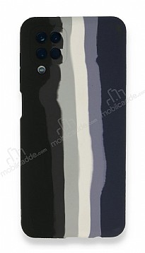 Samsung Galaxy A12 / M12 Rainbow Lansman Siyah-Lacivert Silikon Klf
