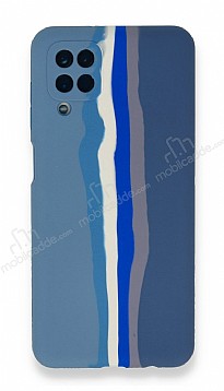 Samsung Galaxy A12 / M12 Rainbow Lansman Mavi-Gri Silikon Klf