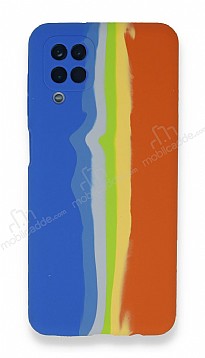 Samsung Galaxy A12 / M12 Rainbow Lansman Mavi-Turuncu Silikon Klf