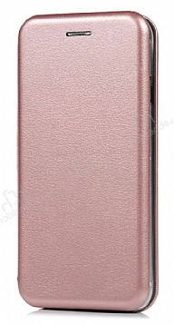 Samsung Galaxy A8 2018 Curve Manyetik Kapakl Rose Gold Deri Klf