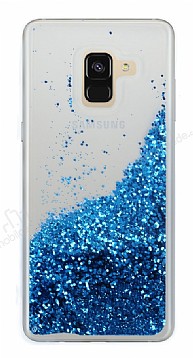 Samsung Galaxy A8 2018 Simli Sulu Mavi Rubber Klf